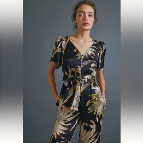 Anthropologie Jasmine Printed Palm Jumpsuit | Size 2 - Picture 1 of 8